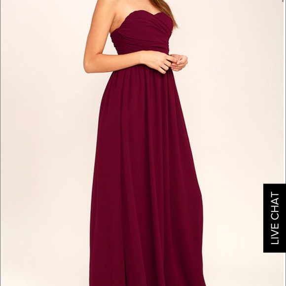 Burgundy Strapless Maxi Dress PROM WEDDING prom - Picture 2 of 4